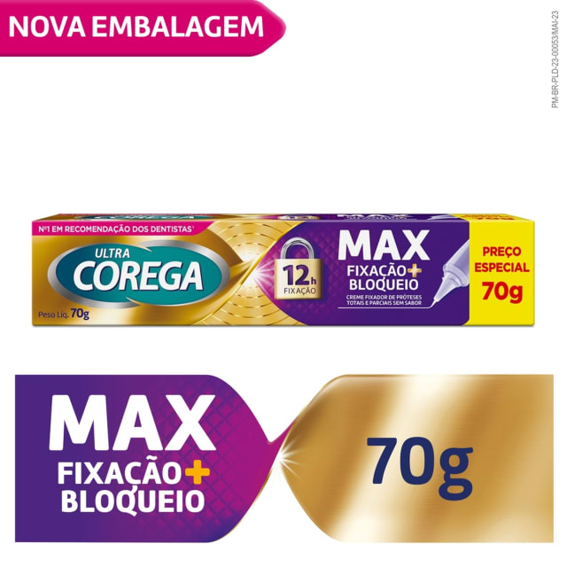 Ultra Corega Creme Max Fixação + Bloqueio – Fixador de prótese 70g
