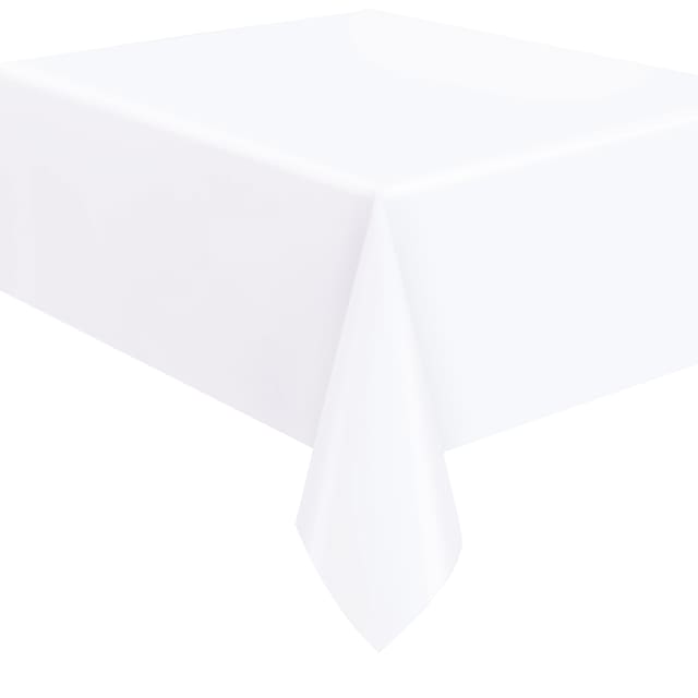 5095 Bright White Solid Rectangular Plastic Table Cover, 54" x 108"