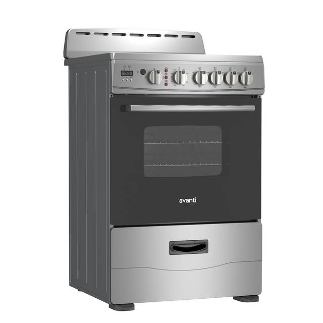 Avanti 24-Inch Electric Range with Ceramic Glass Cooktop and Digital Timer, Stainless Steel