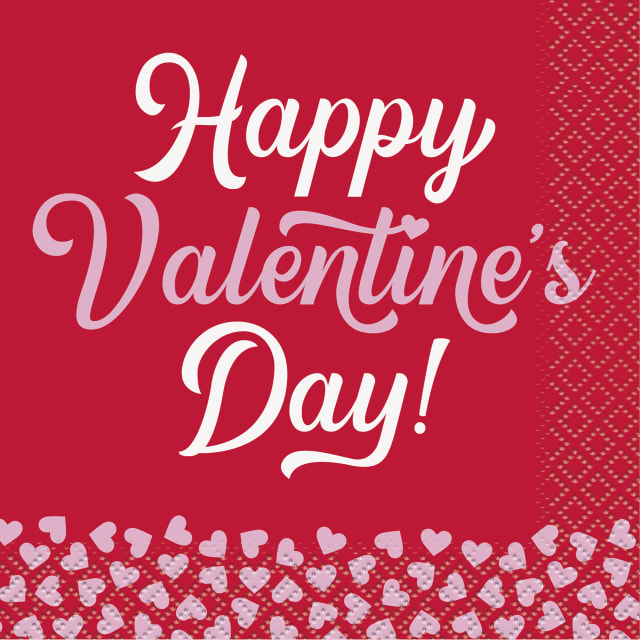 45531  XOXO Valentine's Day "Happy Valentine's Day" Beverage Napkins, 16ct