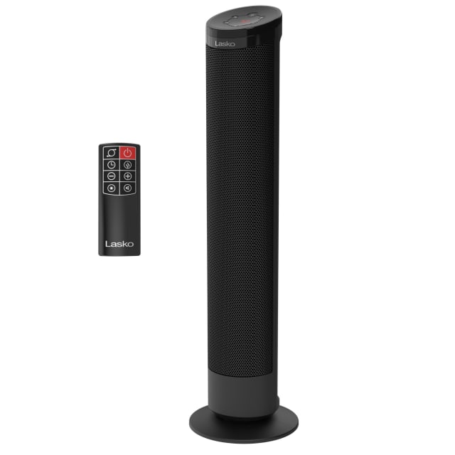 Lasko 30" 1500-Watt Oscillating Ceramic Tower Heater with 3 Heat settings, Remote Control, Black