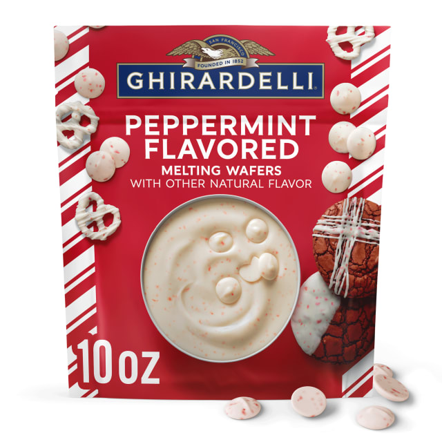 GHIRARDELLI Holiday Peppermint Flavored Melting Wafers, 10 oz Pouch