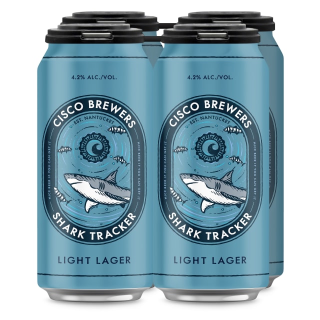 Cisco Brewers Shark Tracker Light Lager, 4 Pack Beer, 16 fl. Oz. Cans, 4.2% ABV
