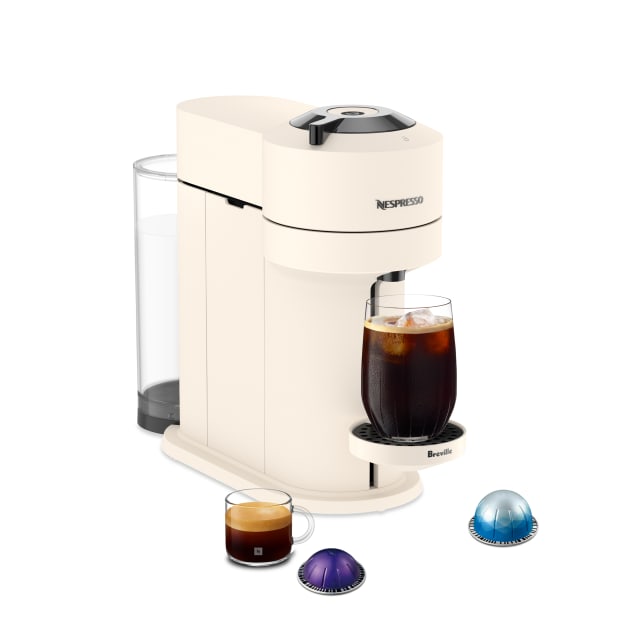Nespresso Vertuo Next Premium Coffee and Espresso Maker by Breville, Creamy White and Dark Chrome