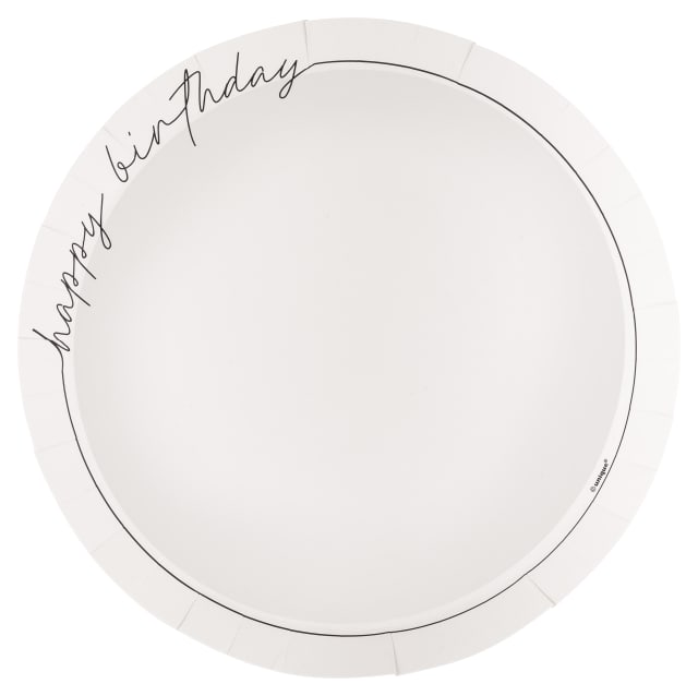 51146 Script Birthday "Happy Birthday" Shallow Round 8.25" Dessert Plates, 8ct