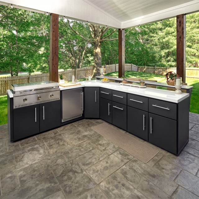 Emory Corner Outdoor Kitchen Island and Bar – Left - 38 inch Griddle
