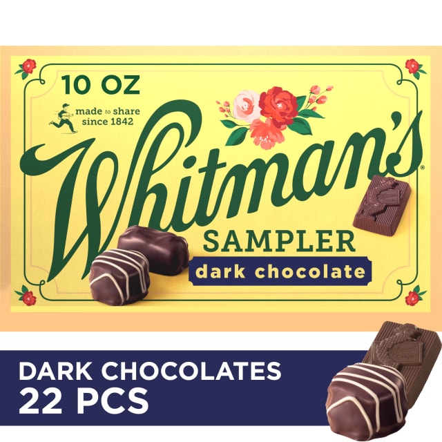WHITMAN'S SAMPLER Assorted Dark Chocolate Candy Gift Box, 10 oz.