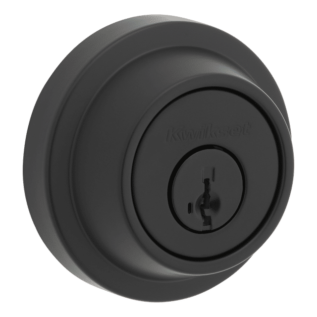 660 Single Cylinder Round Deadbolt in Matte Black featuring SmartKey Security