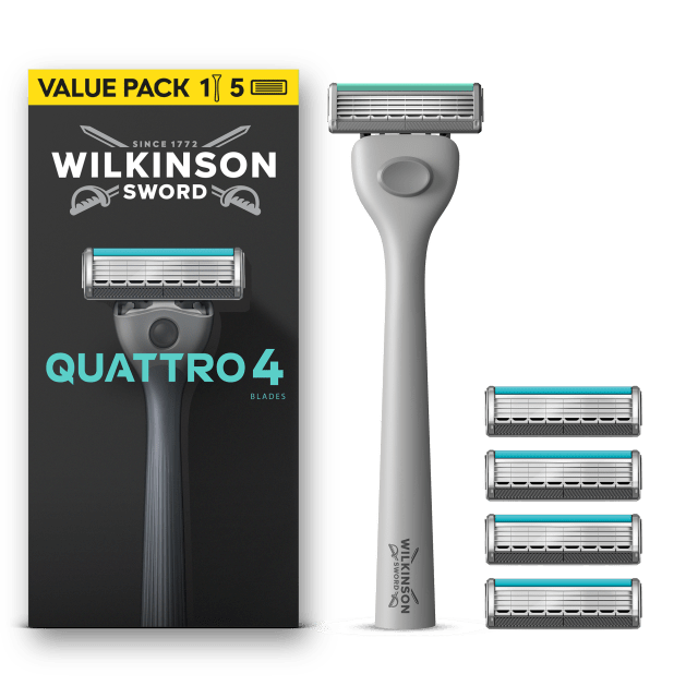 Wilkinson Sword Quattro Men’s 1 Razor + 5 Blade Refills pack