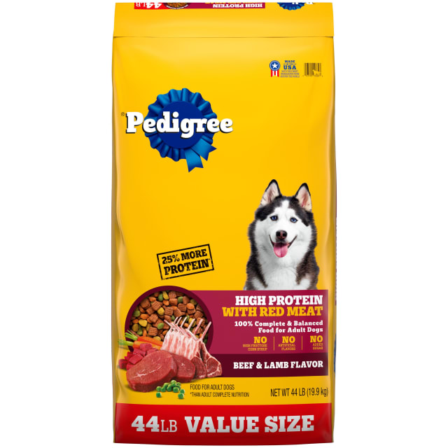PEDIGREE High Protein Adult Dry Dog Food Beef and Lamb Flavor Dog Kibble, 44 lb. Value Bag