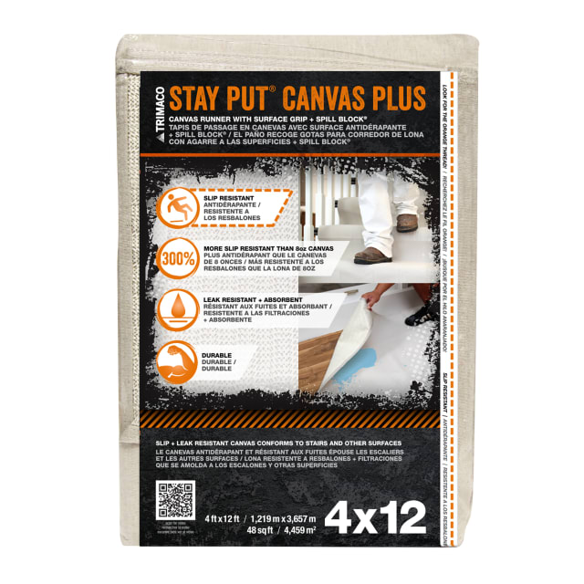 Stay Put® Canvas Plus Dropcloth, 4'x12'