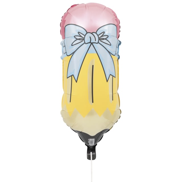 49188 Back to School Pencil-Shaped Giant 27.5" Foil Balloon - Bulk with Ribbon