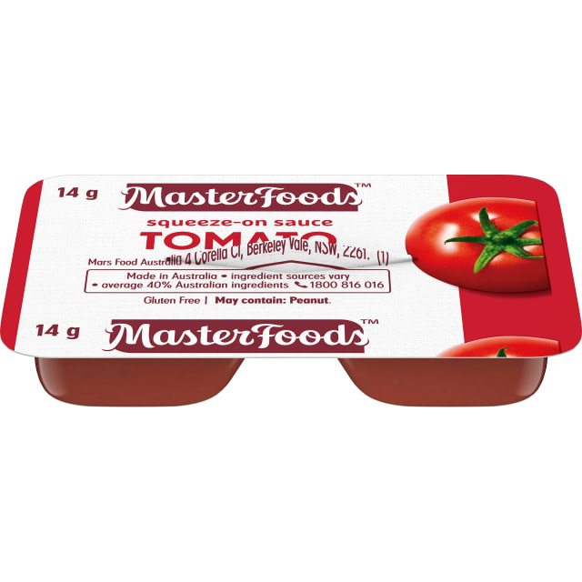 MASTERFOODS Squeeze-On Tomato Sauce 100 x 14g Units