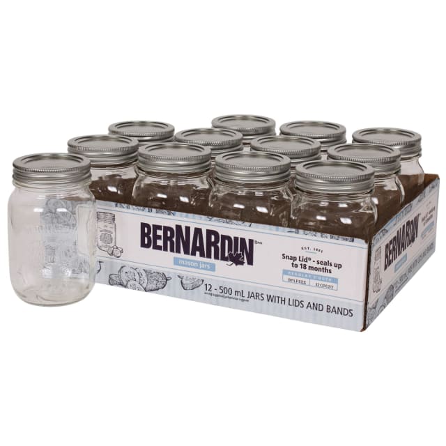 Bernardin Mason Jar with Standard Lids and Bands, 500ml., 12 Count