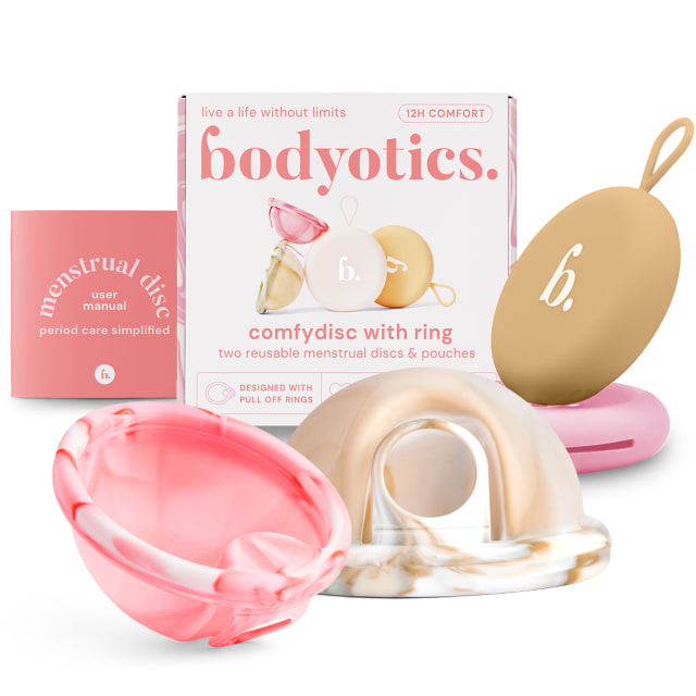 Bodyotics Reusable Menstrual Discs With Pull-Off Ring S &amp; L - comfydisc Beige &amp; Pink (2pcs) 