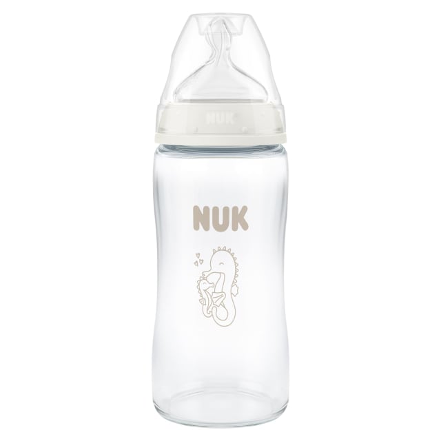 NUK FC BTL GLASS 240ML/8Z M CA SEAHORSE