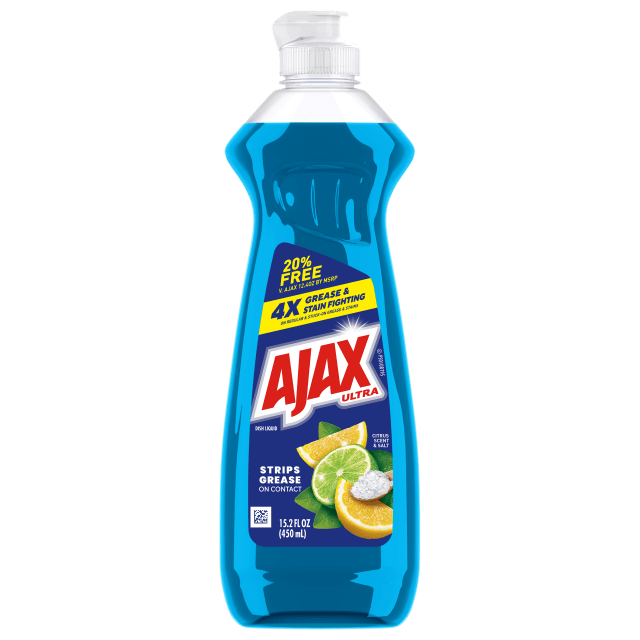 Ajax Ultra Liquid Dish Soap, Mess-Free, Easy-Flip Cap, Citrus Scent and Salt, 15.2 fl oz