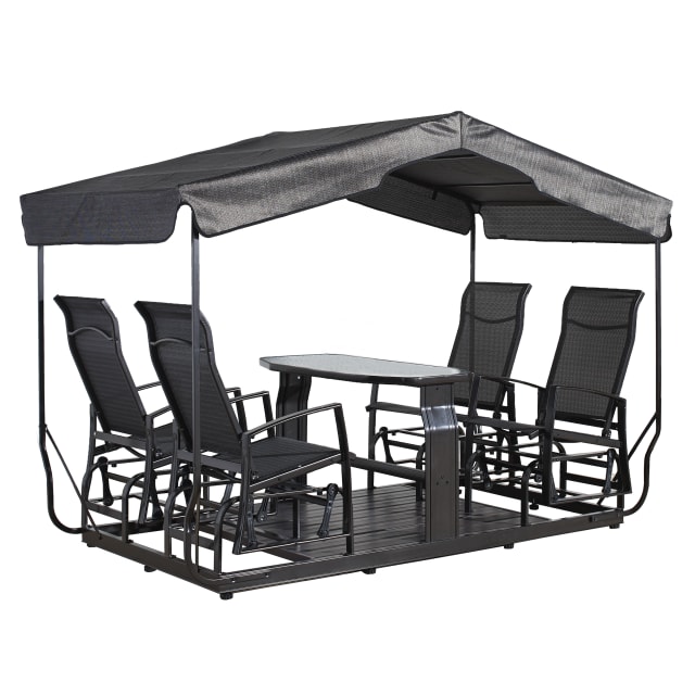Sojag Houston 4-Seater Garden Glider Outdoor Weather-Resistant Aluminum Frame Swing, Grey