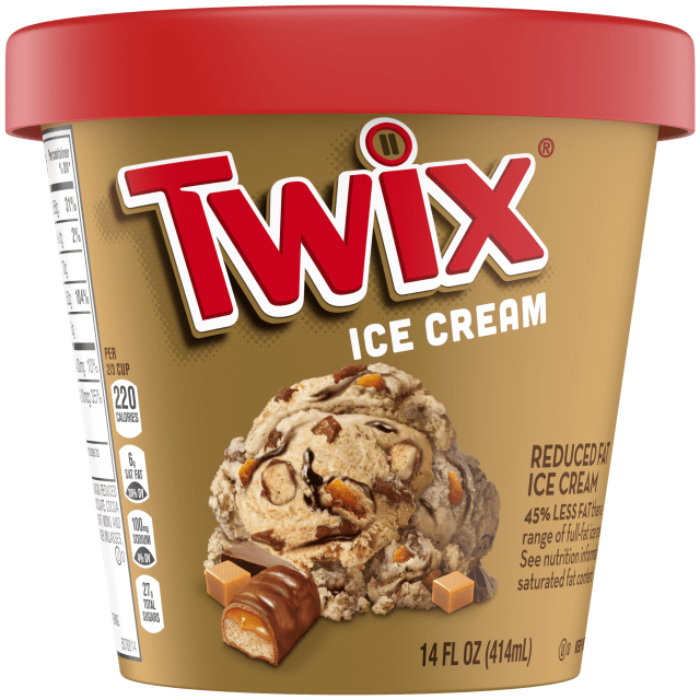 TWIX Caramel Fudge Swirl Ice Cream Reduced Fat Cookie Caramel Ice Cream with Twix Candy Bar Pieces, 14 Oz
