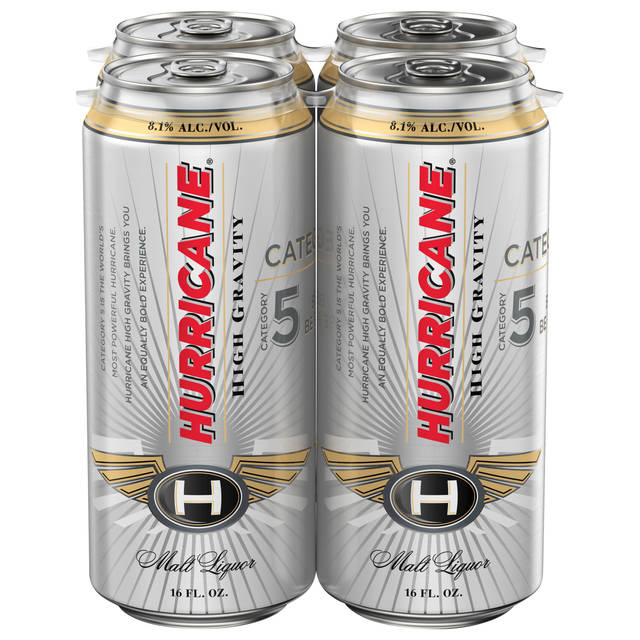 Hurricane High Gravity Malt Liquor, 4 Pack 16 fl. oz. Cans, 8.1% ABV