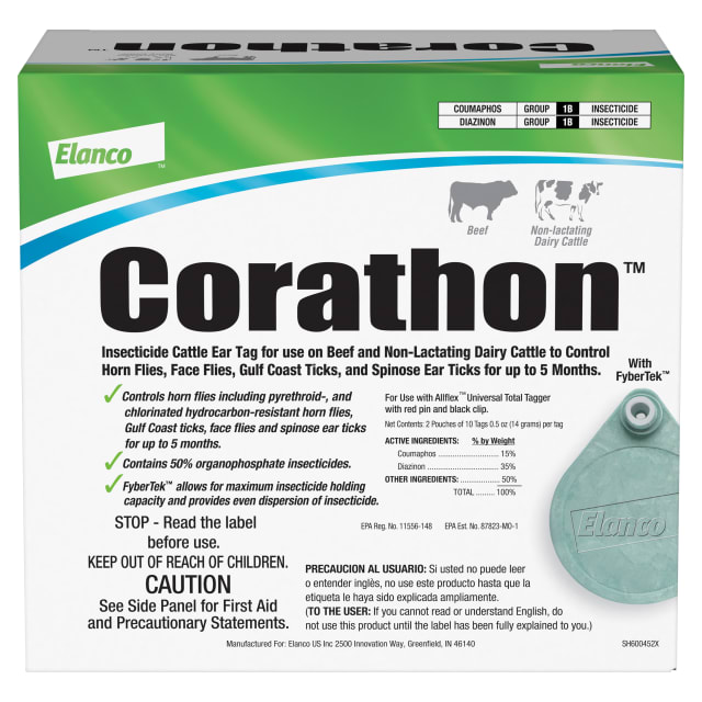 Corathon Insecticide Cattle Ear Tags | Fly &amp; Insect Control | 20 Ear Tags