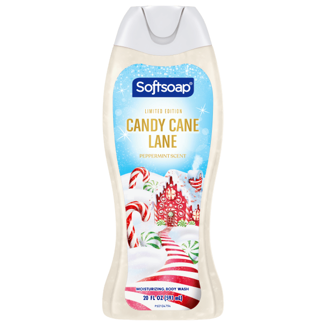 Softsoap Limited Edition Candy Cane Lane Body Wash, pH Balanced Moisturizing Body Wash, Peppermint Scent, 20 fl oz
