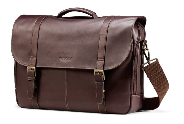 Leather Bus Cases Flapover Case Dbl Gst - Brown