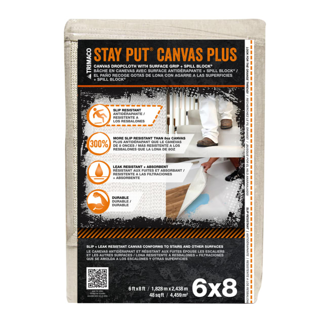 Stay Put® Canvas Plus Dropcloth, 6'x8'