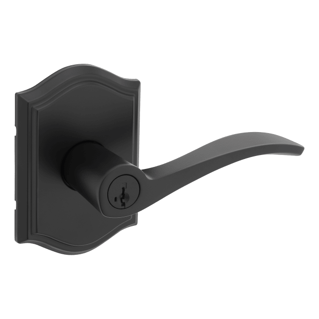 Sedona Arched Keyed Entry Door Lever in Matte Black featuring SmartKey Security