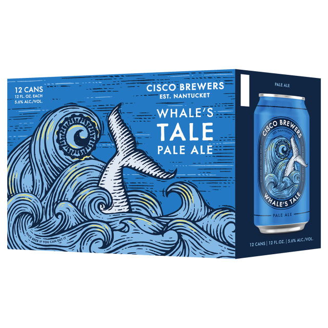 Cisco Brewers Whale's Tale Pale Ale, 12 Pack Beer, 12 fl. Oz. Cans, 5.6% ABV