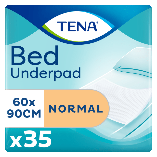 TENA Bed Normal – Absorbent Incontinence Bed Pads for Chairs, Mattresses &amp; Wheelchairs, Waterproof Back-Sheet, Light Urine Leakage, Dermatologically Tested -  60 cm x 90 cm, Pack of 35