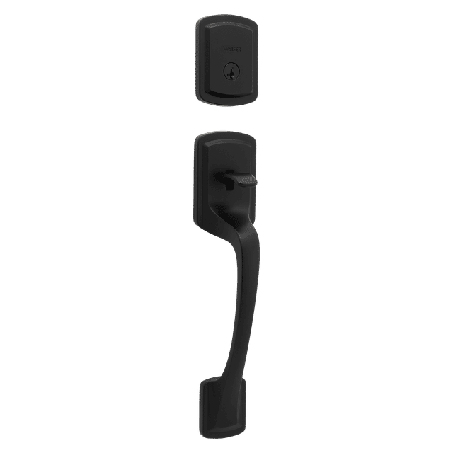 Prague Single Cylinder Exterior Only Handleset featuring SmartKey Security™ in Matte Black