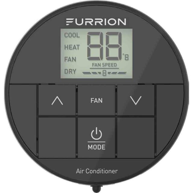 Furrion Chill® Standard Single-Zone Backlit LED RV Wall Thermostat - 2 Fan Speeds, Black (R410A Refrigerant Compatible) #FACW10ESSA-BL