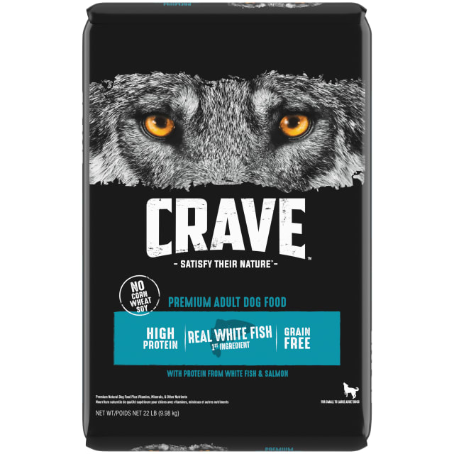 CRAVE Grain Free Adult Dry Dog Food with Protein from White Fish & Salmon, 22 lb. Bag