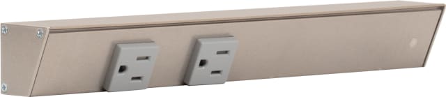 12" Satin Nickel APT Angle Power Strip, grey receptacles, right wire entry