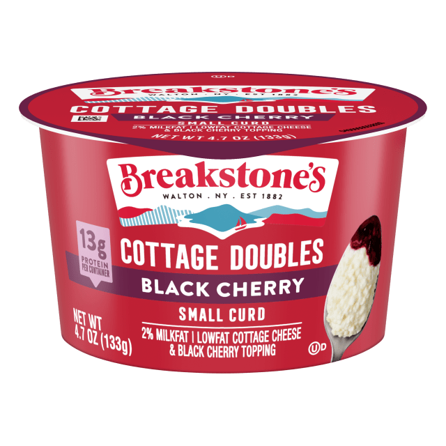 Breakstone's Cottage Cheese Doubles With Black Cherry, Lowfat 2% Milkfat, 4.7 oz Cup