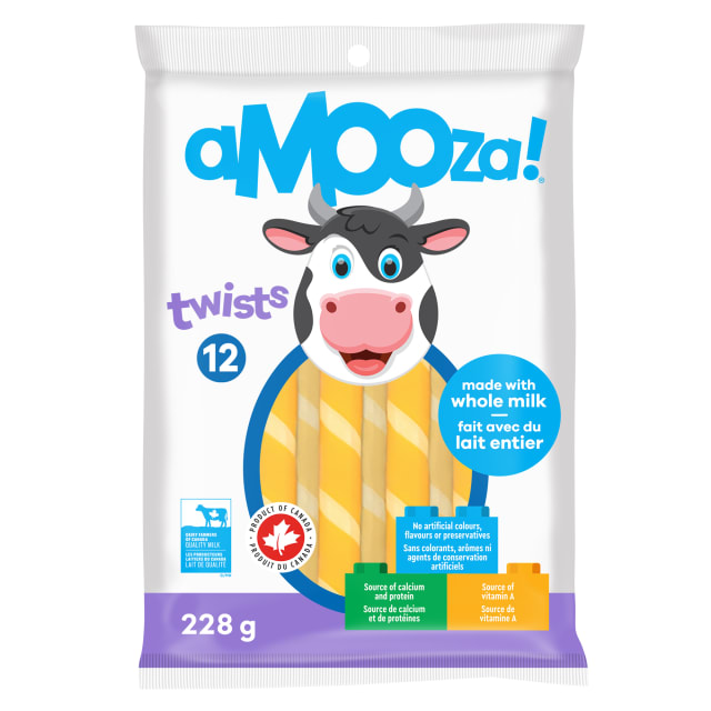 aMOOza! Mozza Cheddar Twists, 12-Pack