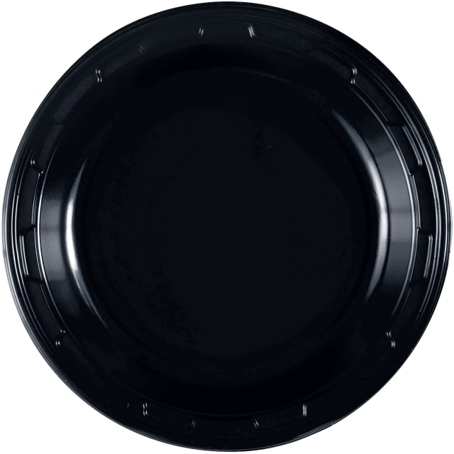 34097 Midnight Black Solid Round 7" Plastic Dessert Plates, 50ct