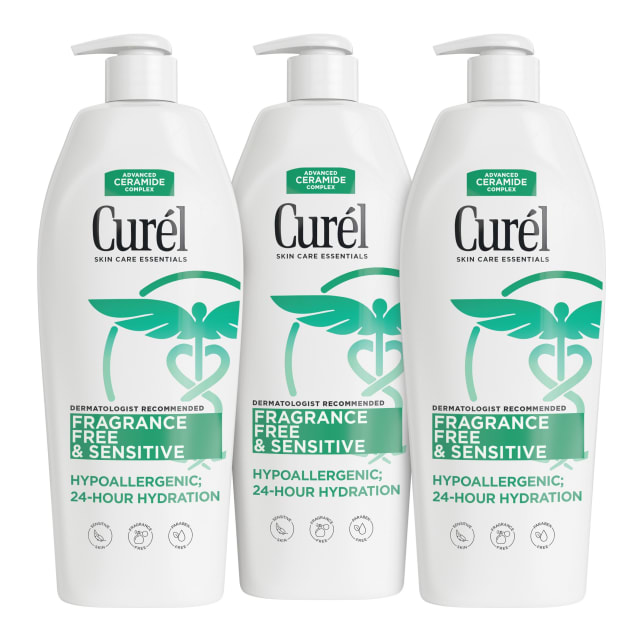 Curel Fragrance Free Body Lotion, Ceramide Moisturizer Dry Skin, 13 oz, 3pk