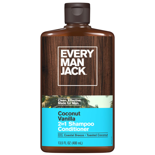 Every Man Jack Coconut + Vanilla Daily 2-in-1 Shampoo and Conditioner for Men, Naturally Derived, 13.5 oz