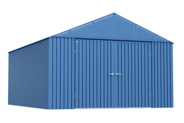 Elite Steel Storage Shed, 12X16, Blue Grey