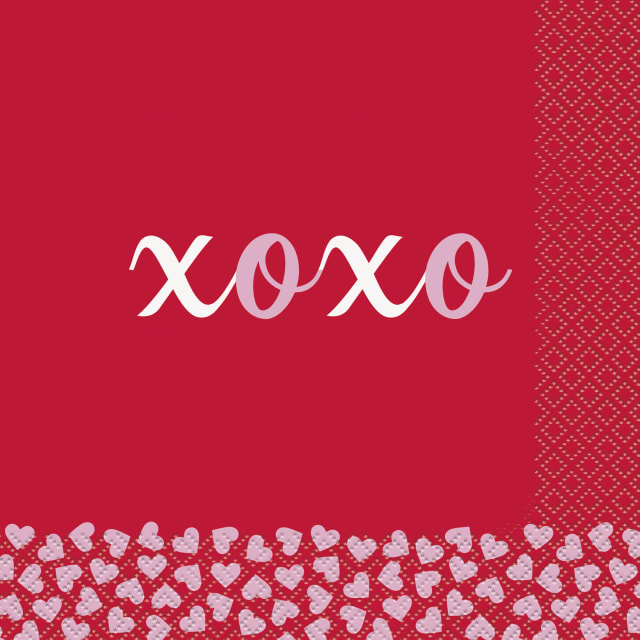 45532  XOXO Valentine's Day "XOXO" Luncheon Napkins, 16ct