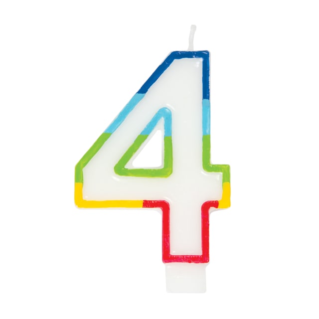 19944 Rainbow Border Number 4 Birthday Candle