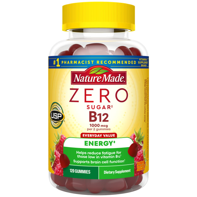 Nature Made Zero Sugar Energy Vitamin B12 Gummies 1000 mcg per serving, B12 Vitamins, Energy Metabolism Support, 120 Sugar Free Gummies, 60 Day Supply