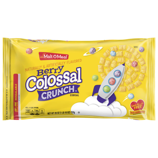 Malt-O-Meal Berry Colossal Crunch Breakfast Cereal, Corn & Oats, Family Size, 26 oz Resealable Bag
