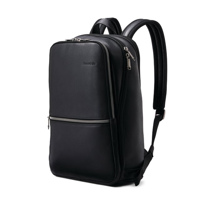 Sam Classic Leather Slim Backpack - Black