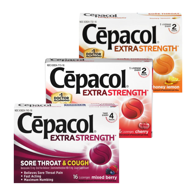 Cepacol Extra Strength Lozenges, Mixed Berry, Cherry and Honey Lemon (3 Packs, 16 each per Pack)