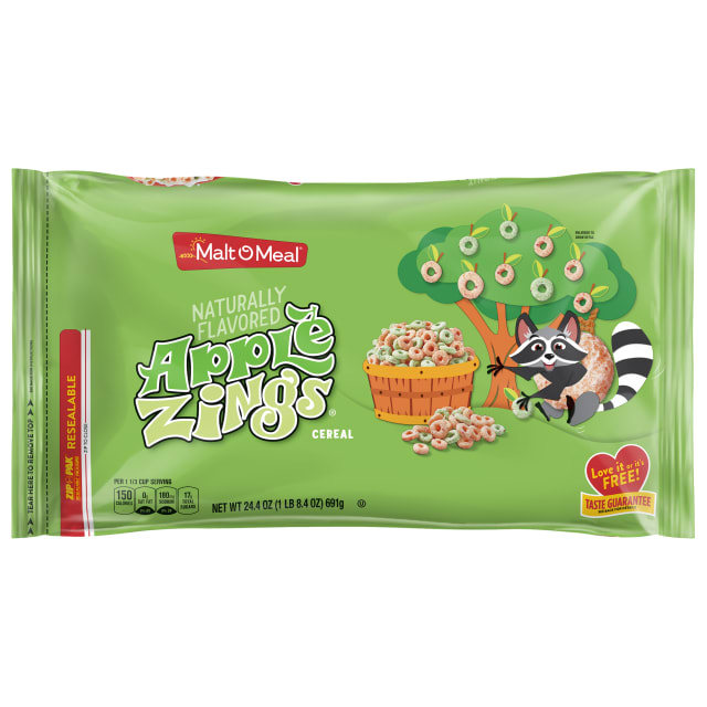 Malt-O-Meal Apple Zings Breakfast Cereal, Cinnamon Apple Rings, Large Family Size, 24.4 oz Bag
