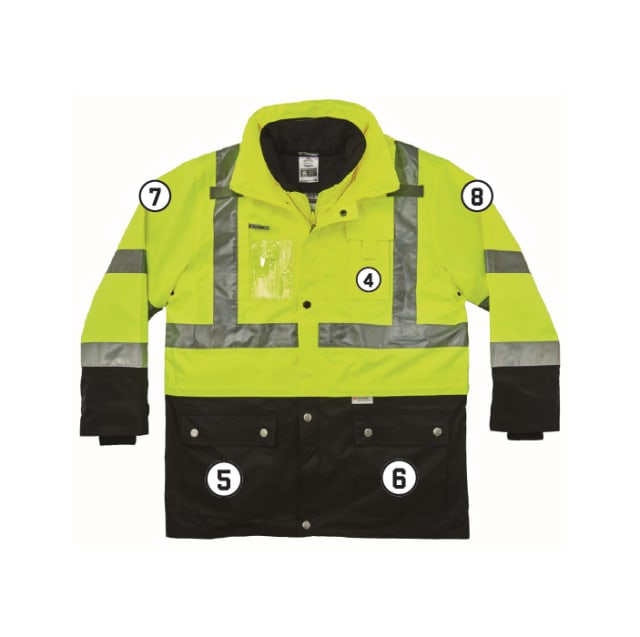 GloWear 8388 4-in-1 Hi-Vis Winter Jacket Parka with Black Bottom - Type R, Class 3/2