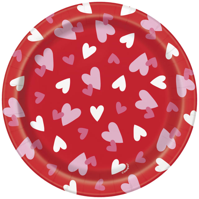 30004  Fluttering Hearts Round 7" Dessert Plates, 8ct